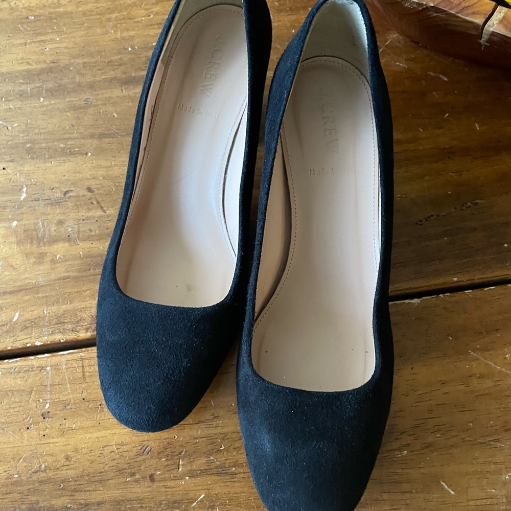 J. Crew Evie Ballet Heel Pump Shoes Black Suede Sz 8.5 Made In Italy - Picture 3 of 7
